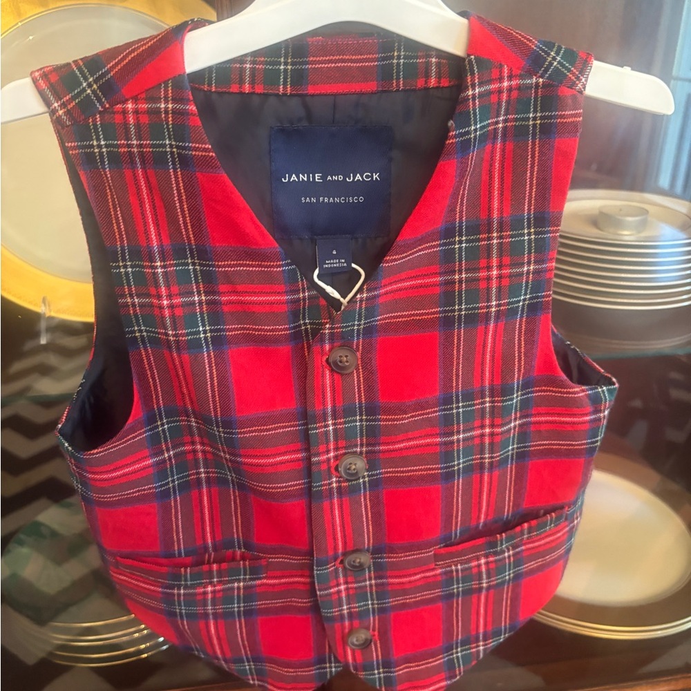 Janie and Jack tartan plaid vest, size 4